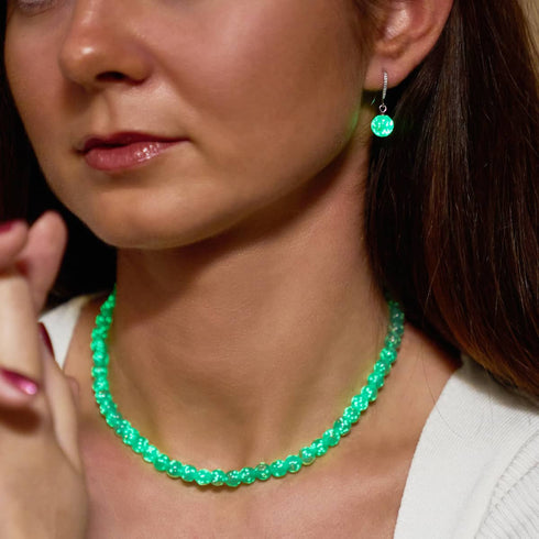 Cactus | .925 Sterling Silver | Firefly Glass Huggie Earrings